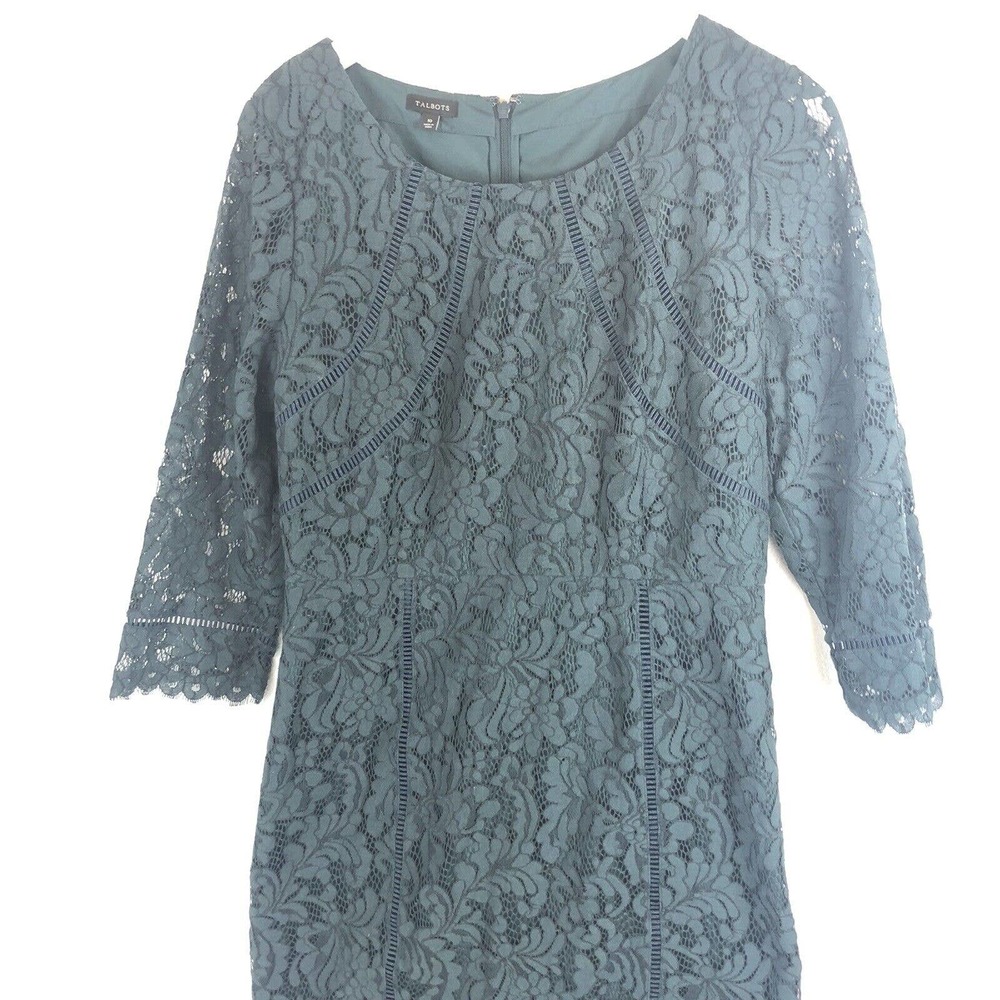Talbots green lace dress fully lined flattering size 10. - Picture 5 of 12